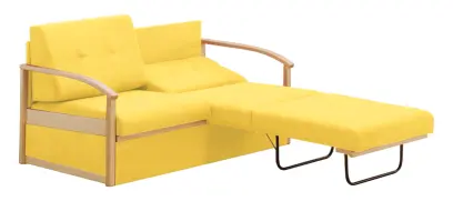 RO - R pohovka rozkládací, dřevěná, koženka OTO ZO 2 - koženka žlutá písková